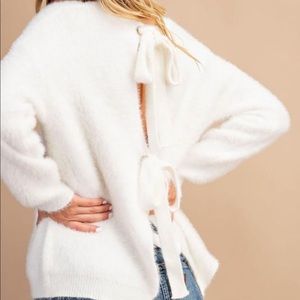 Tie Back Sweater- White